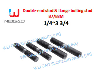 Double-end stud and flange bolting stud