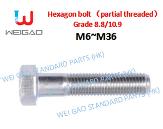 Hexagon bolt (partial threaded)