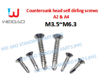 Countersunk head self dirling screws